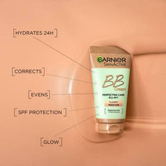Garnier Miracle Skin Perfector BB Cream texture swirl shows lightweight, breathable formula.