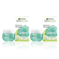 Garnier Moisture Rescue refreshing gel-cream jar close-up showing oil-free hydration for normal to combo skin
