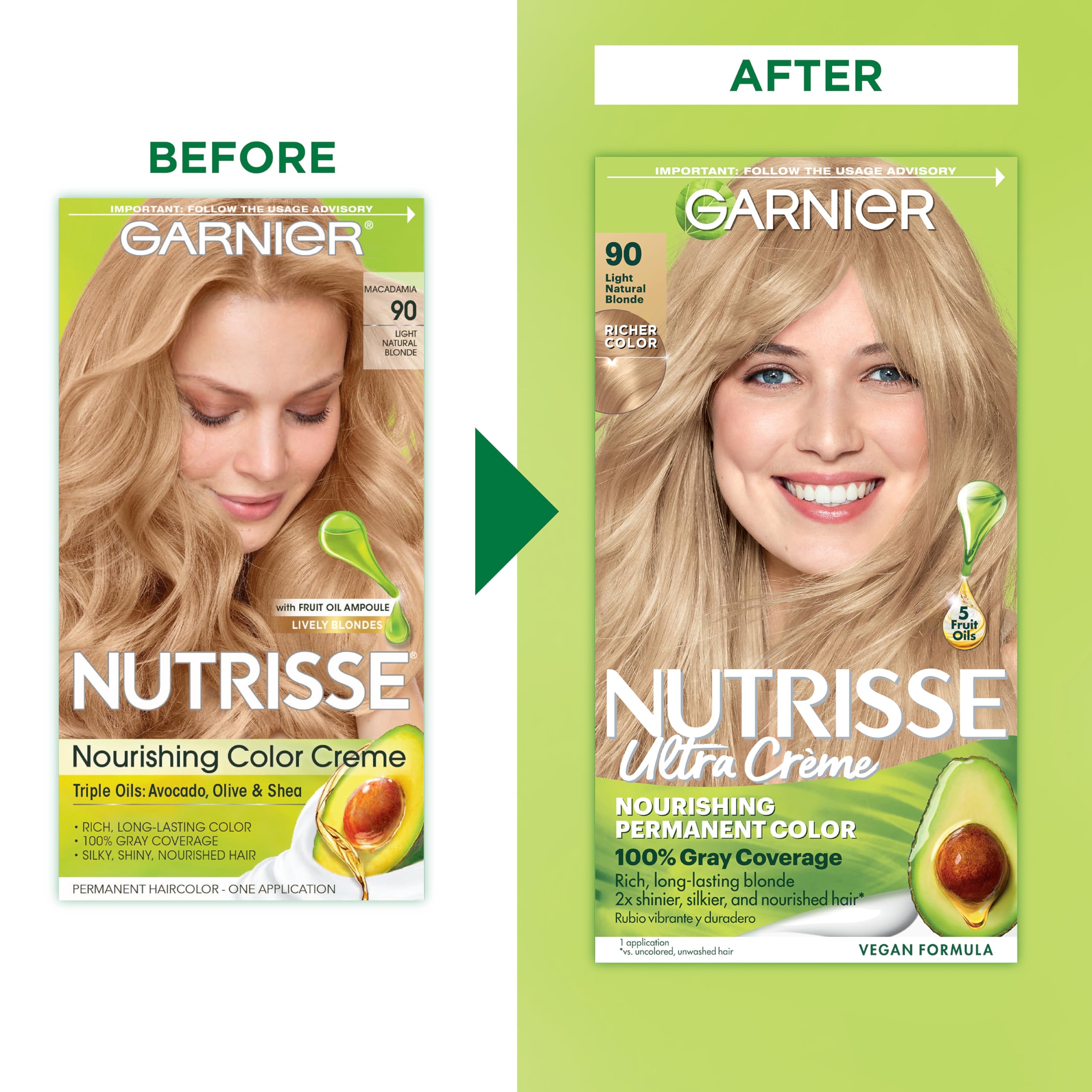 Garnier Nutrisse after-color conditioner bottle seals moisture for silky, healthier-looking hair