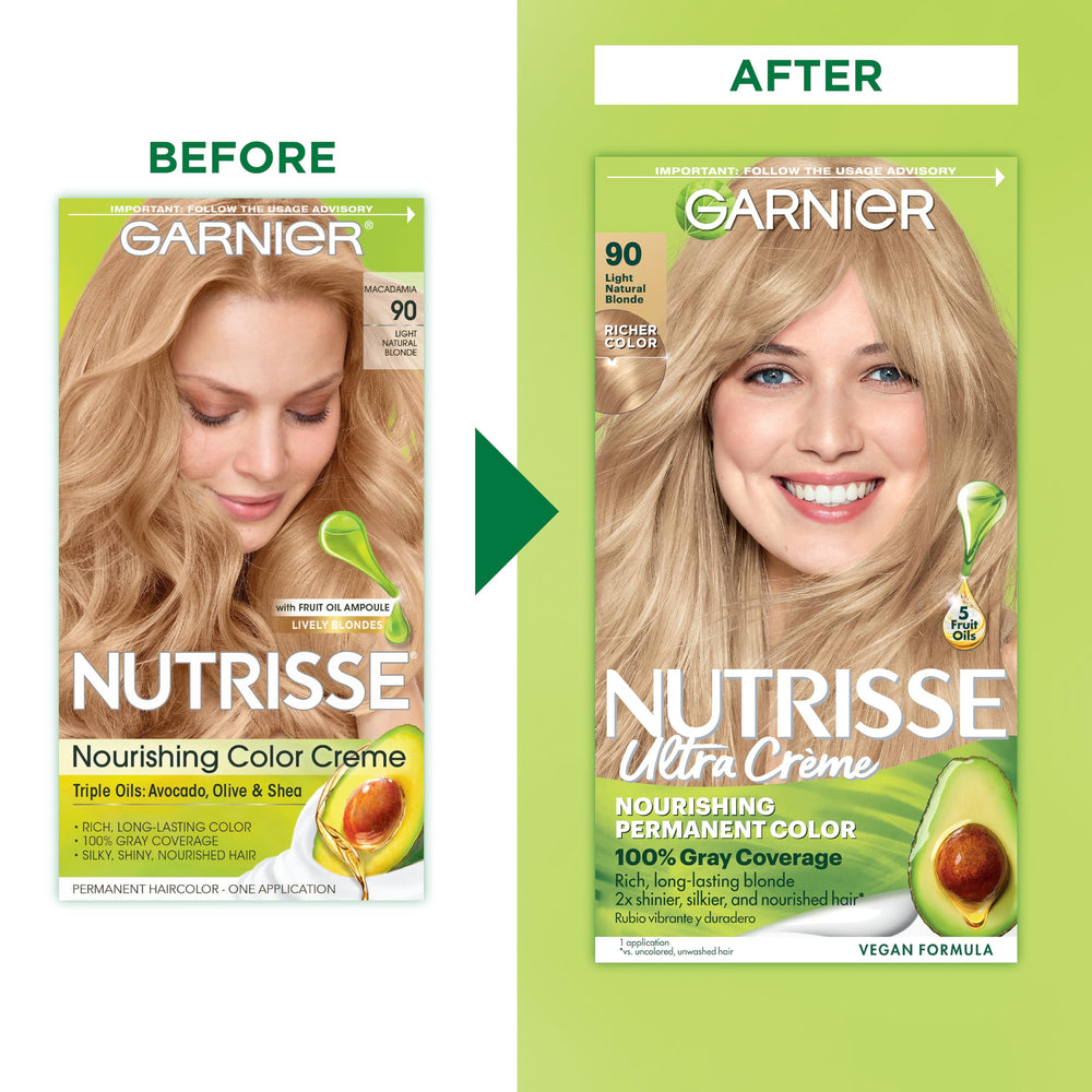 Garnier Nutrisse after-color conditioner bottle seals moisture for silky, healthier-looking hair