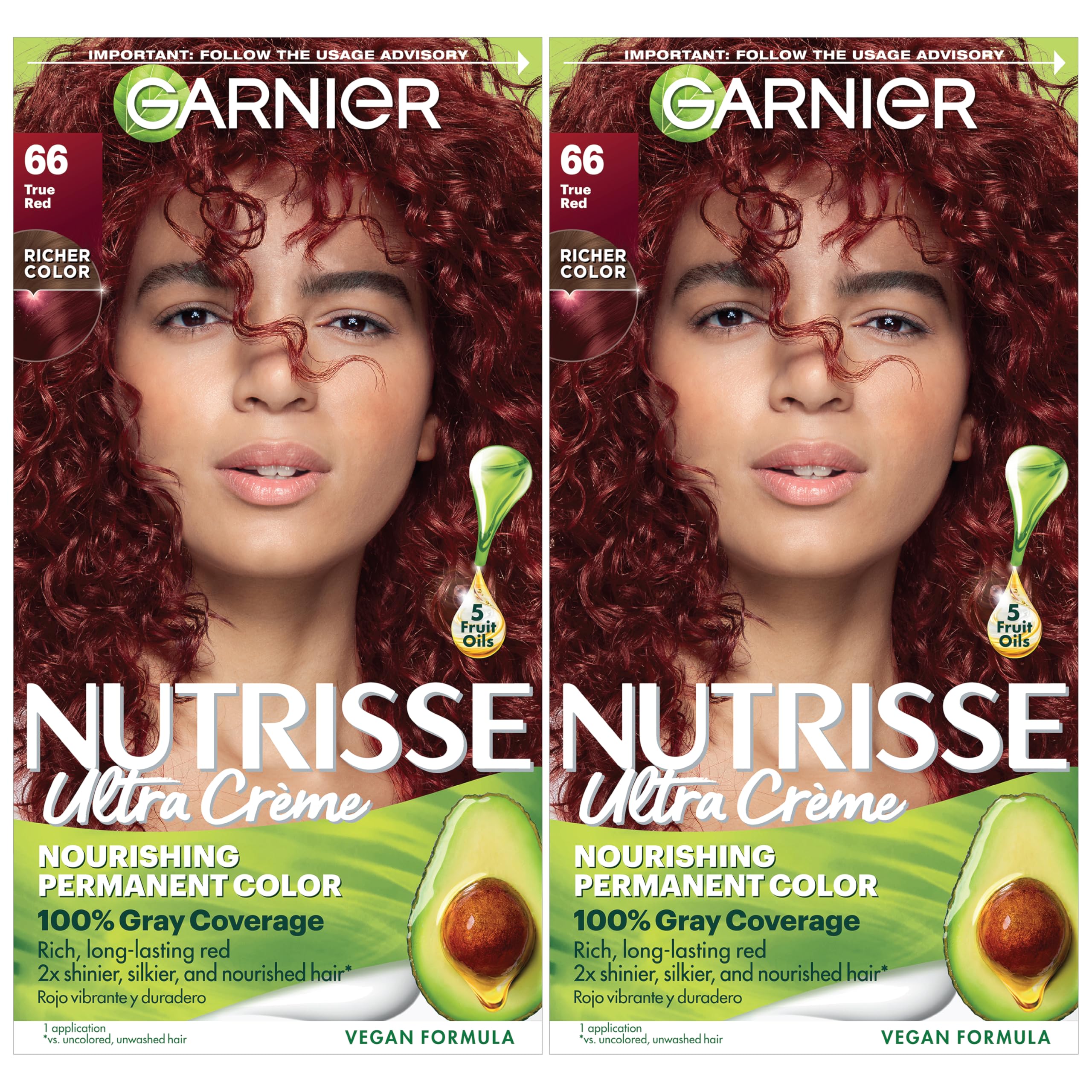 Garnier Nutrisse true red pomegranate application with even color uptake and vibrant red shine.