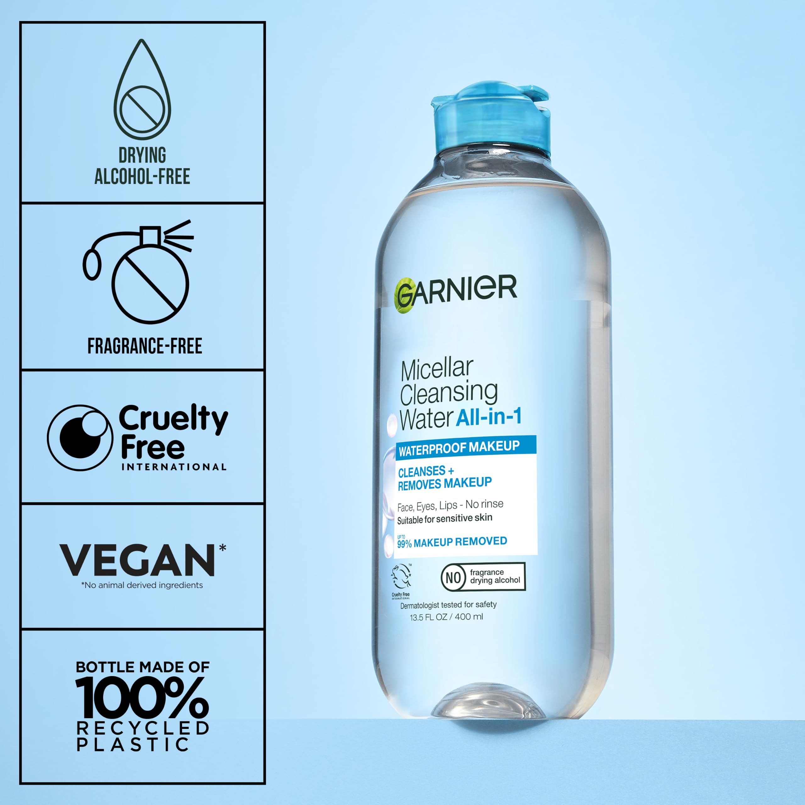 Garnier removing waterproof mascara in use showing gentle yet powerful cleansing