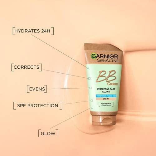 Garnier Skin Naturals BB Light Cream swatch yields even-toned glow.