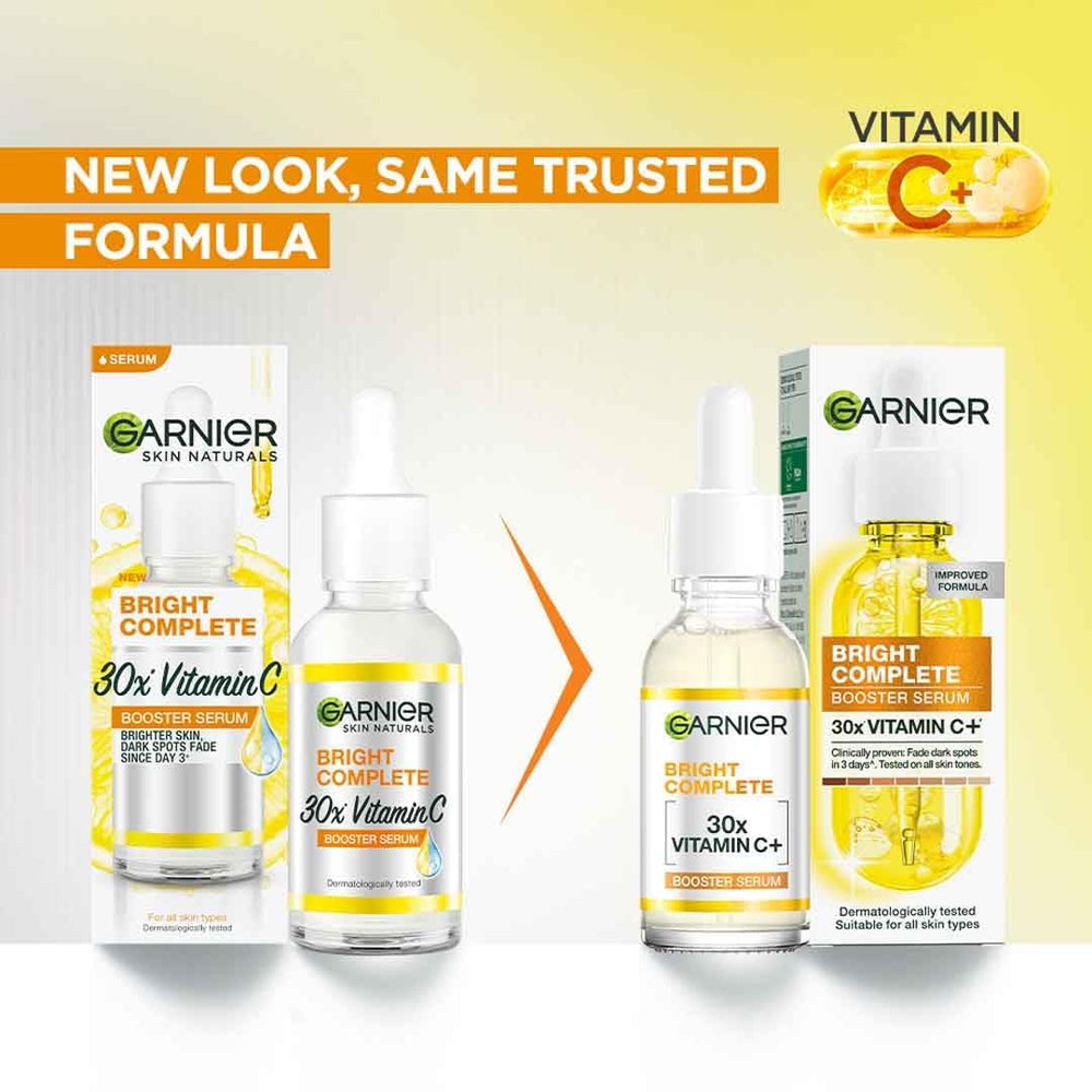 Garnier Skin Naturals Glow Serum texture closeup highlights smooth finish