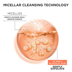 Garnier SkinActive Gentle Peeling Micellar Water night routine closeup for renewed skin texture