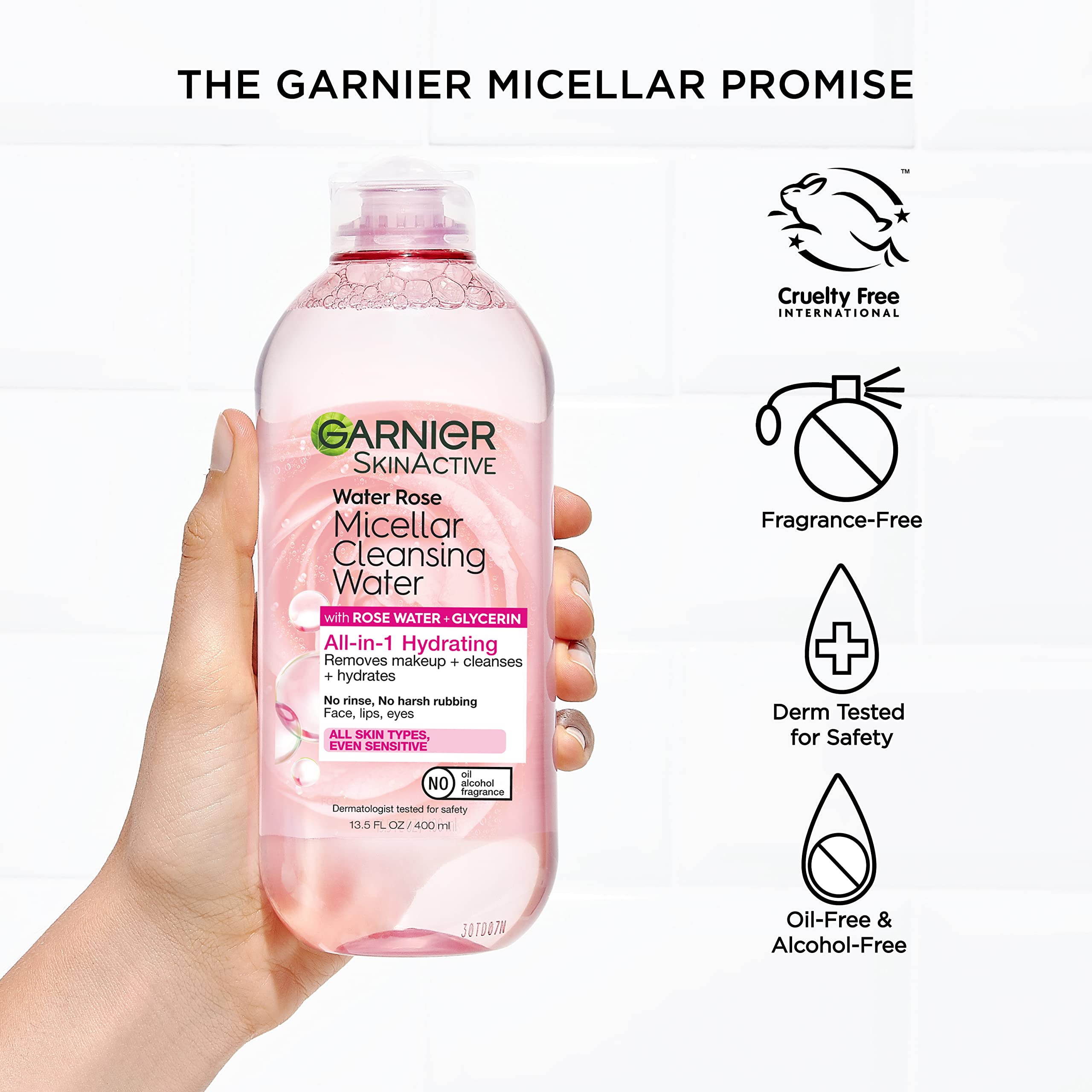 Garnier SkinActive branding on bottle, showcasing versatile cleansing range
