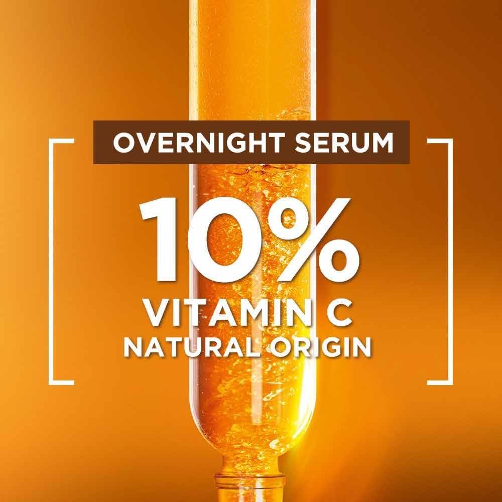 Garnier night serum application demonstrates few drops on target areas