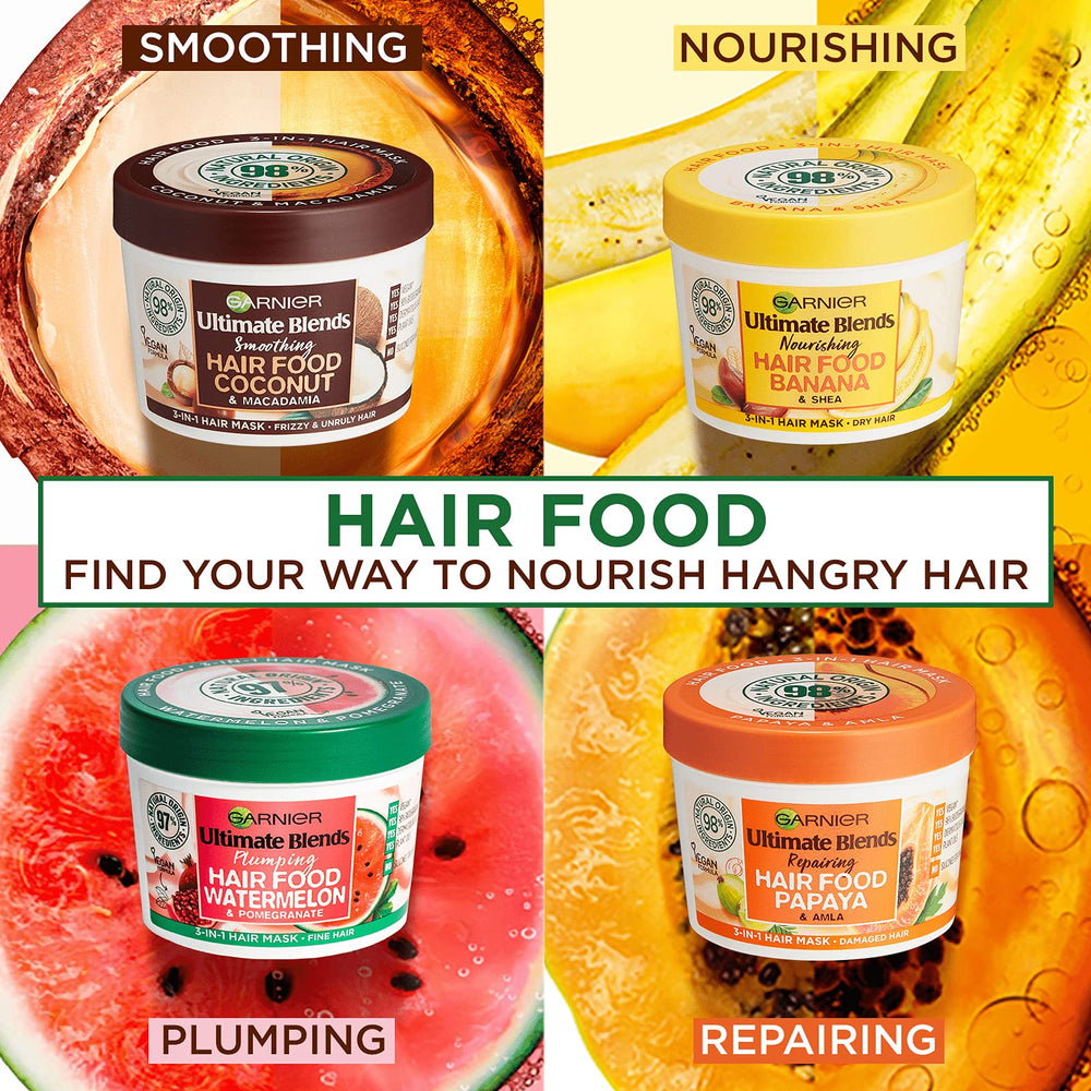 Garnier Papaya Amla packaging close-up highlighting vegan formula and natural origin.