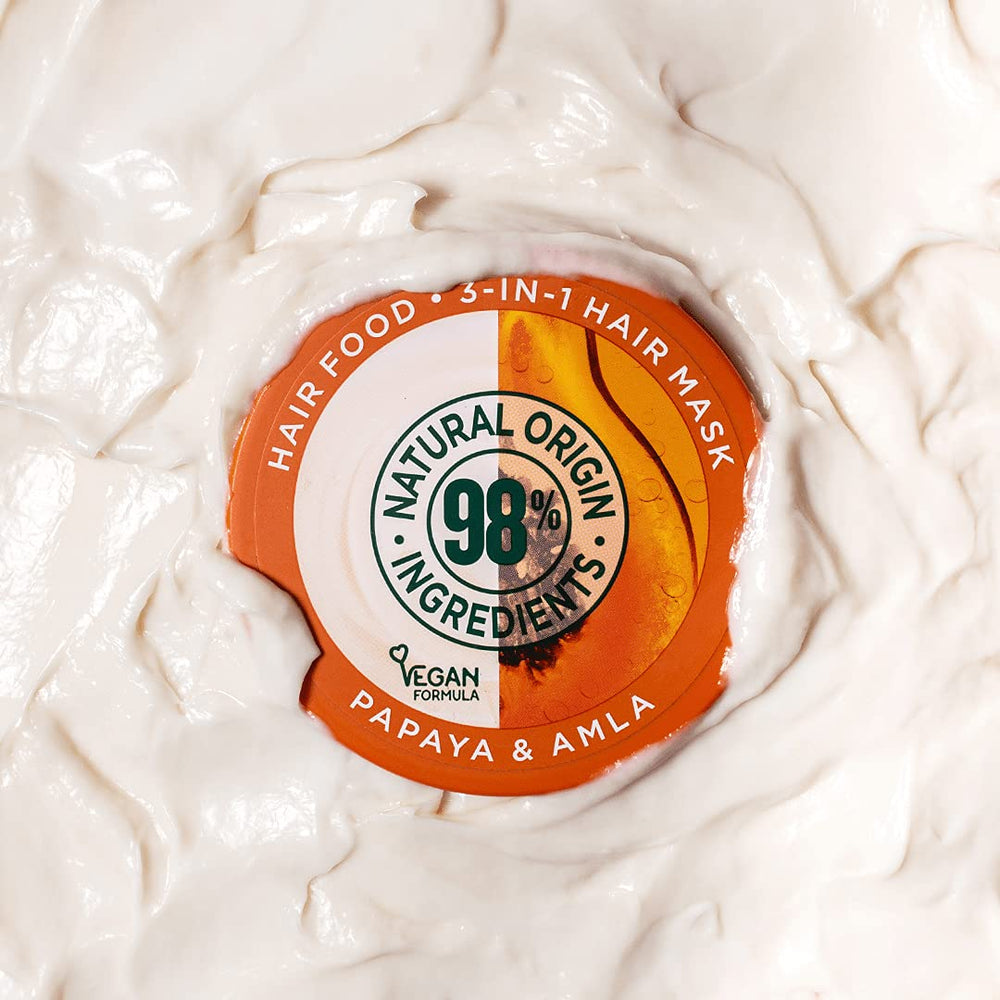 Garnier Papaya Amla texture close-up illustrating melting, quick-absorb texture.