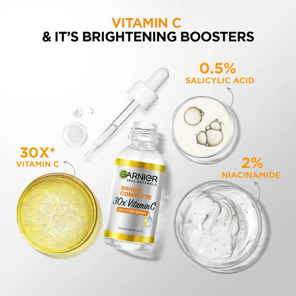 Garnier Vitamin C Booster serum application dots show even dispersion