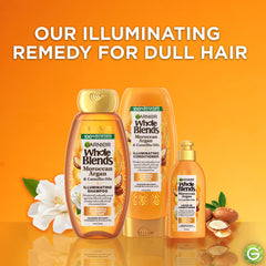 Garnier Whole Blends illuminating conditioner close-up showing luminous strands