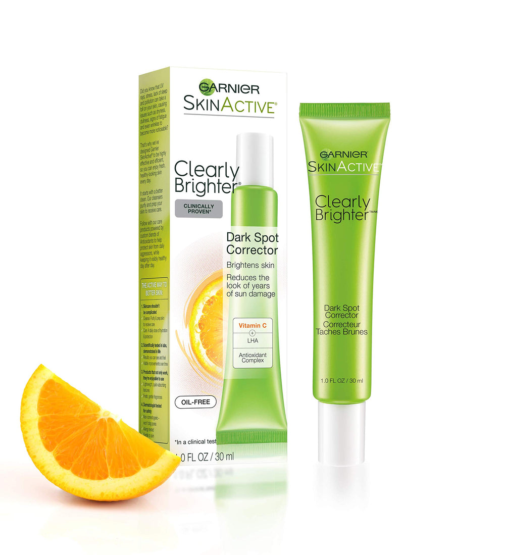 Garnier SkinActive Clearly Brighter before and after complexion comparison.