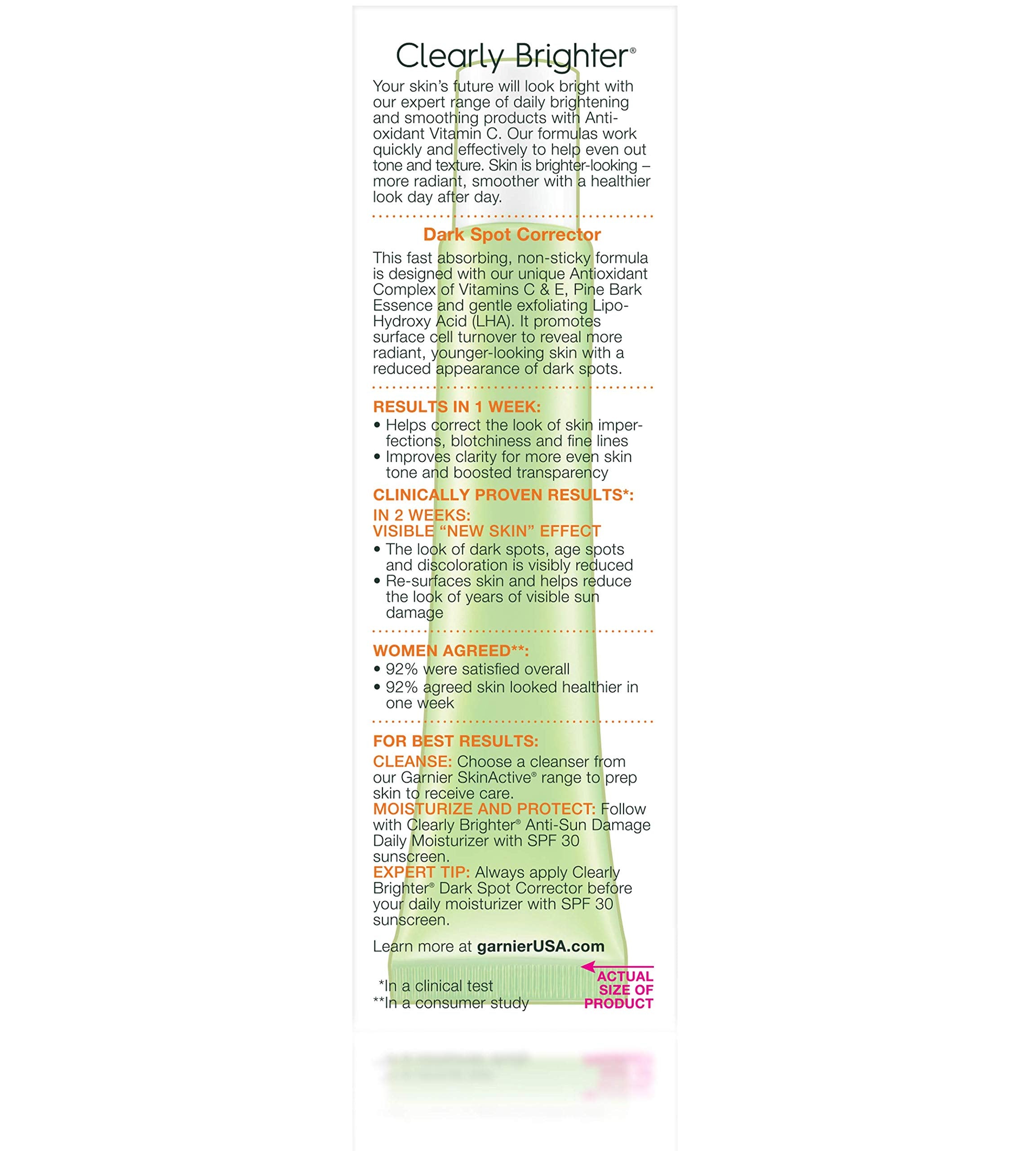 Garnier SkinActive Clearly Brighter daily-use routine setup.