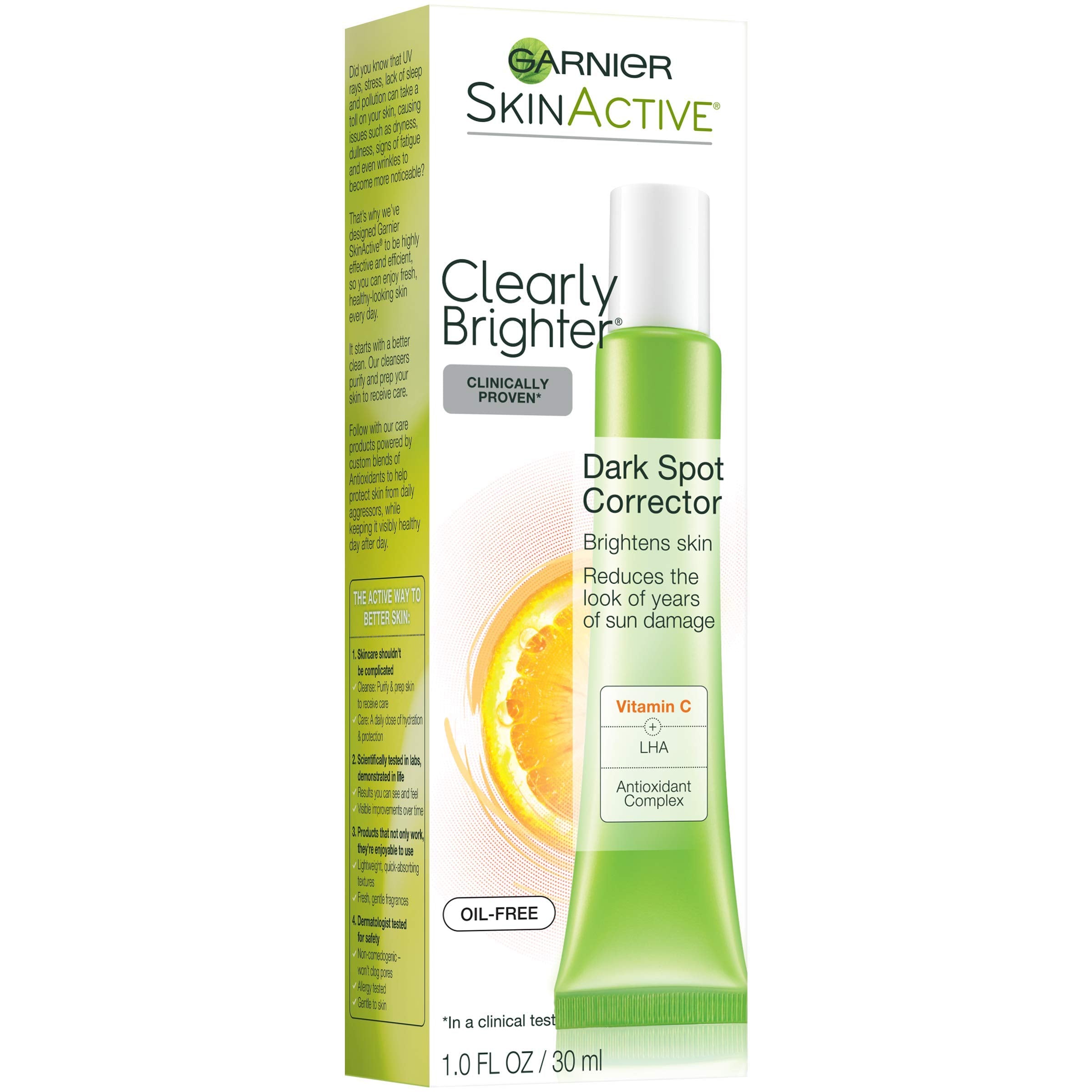 Garnier SkinActive Clearly Brighter vitamin C plus LHA antioxidant icon.