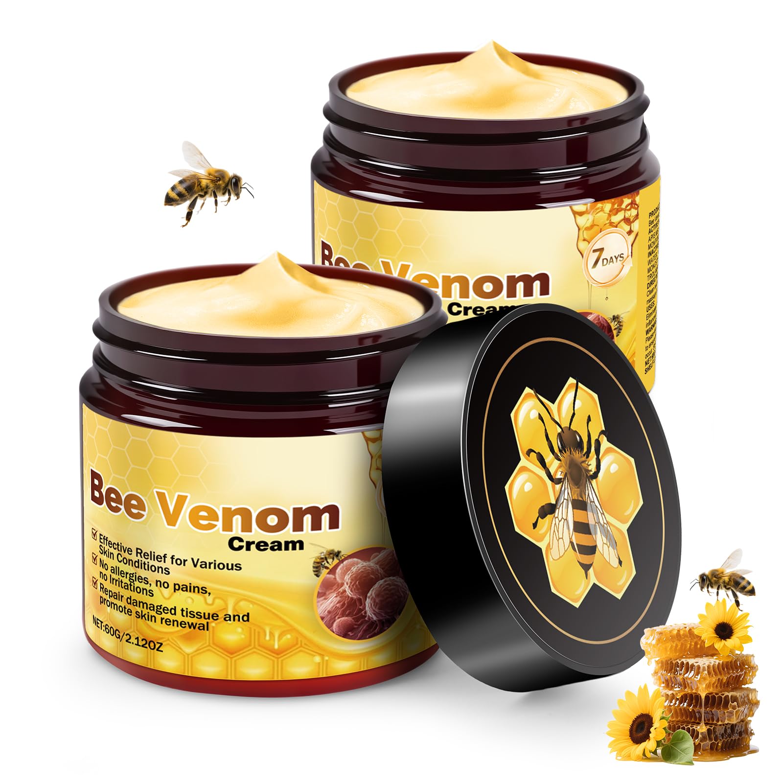 GARPGONA Bee Venom Cream jar close-up for deep hydration and radiant skin.