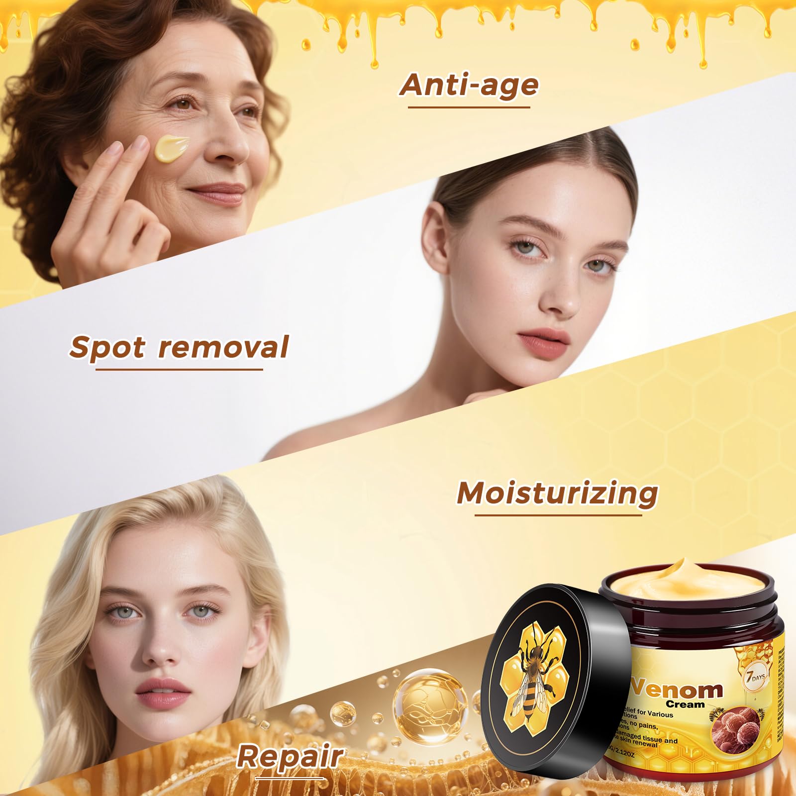 GARPGONA Bee Venom Cream ingredient-closeup highlights natural components for balanced hydration.