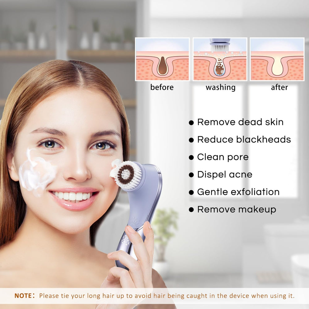 Gaurins silicone brush head provides hygienic, gentle cleansing and massage.