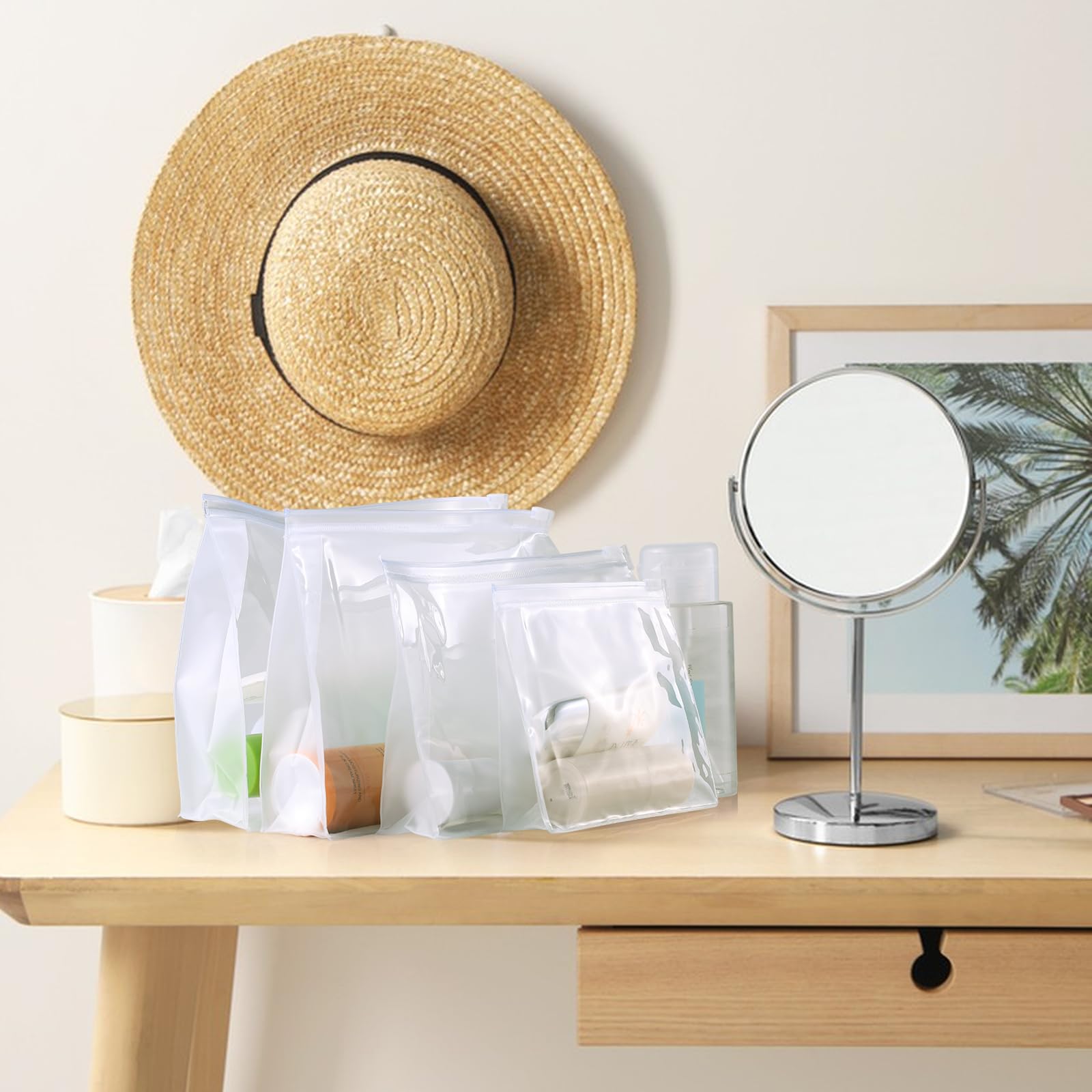 GAWBYET clear travel zipper pouch shows contents at a glance for quicker security checks