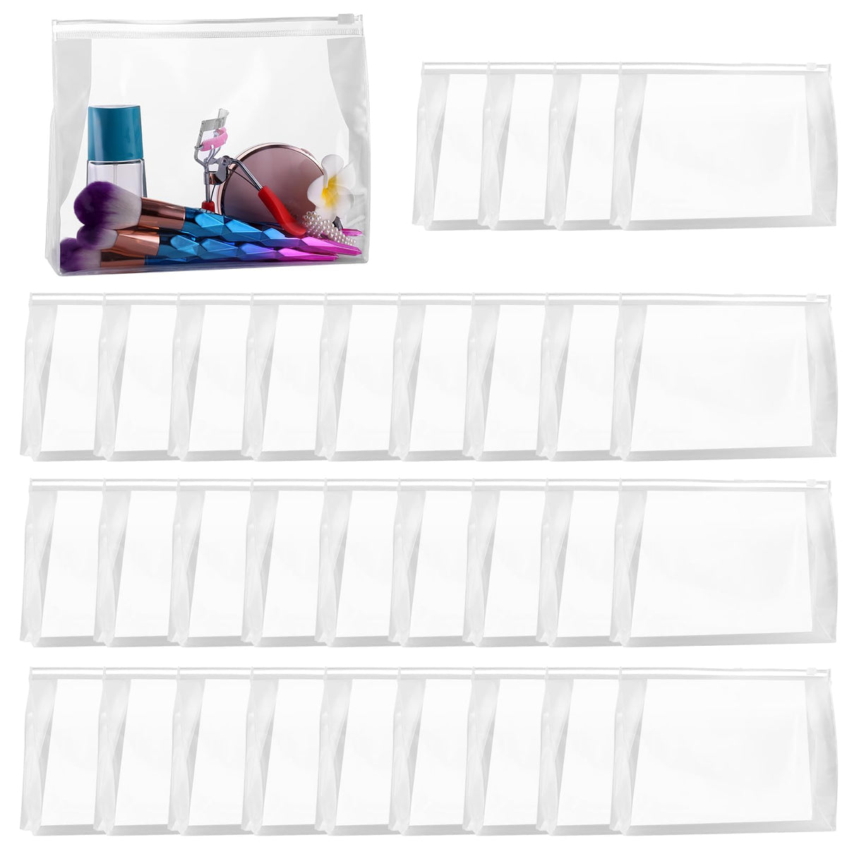 GAWBYET mini clear makeup bag packaged for travel convenience and easy packing