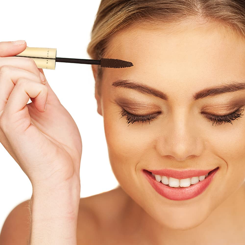 Gaya Cosmetics brown mascara wand with curved brush for buildable volume