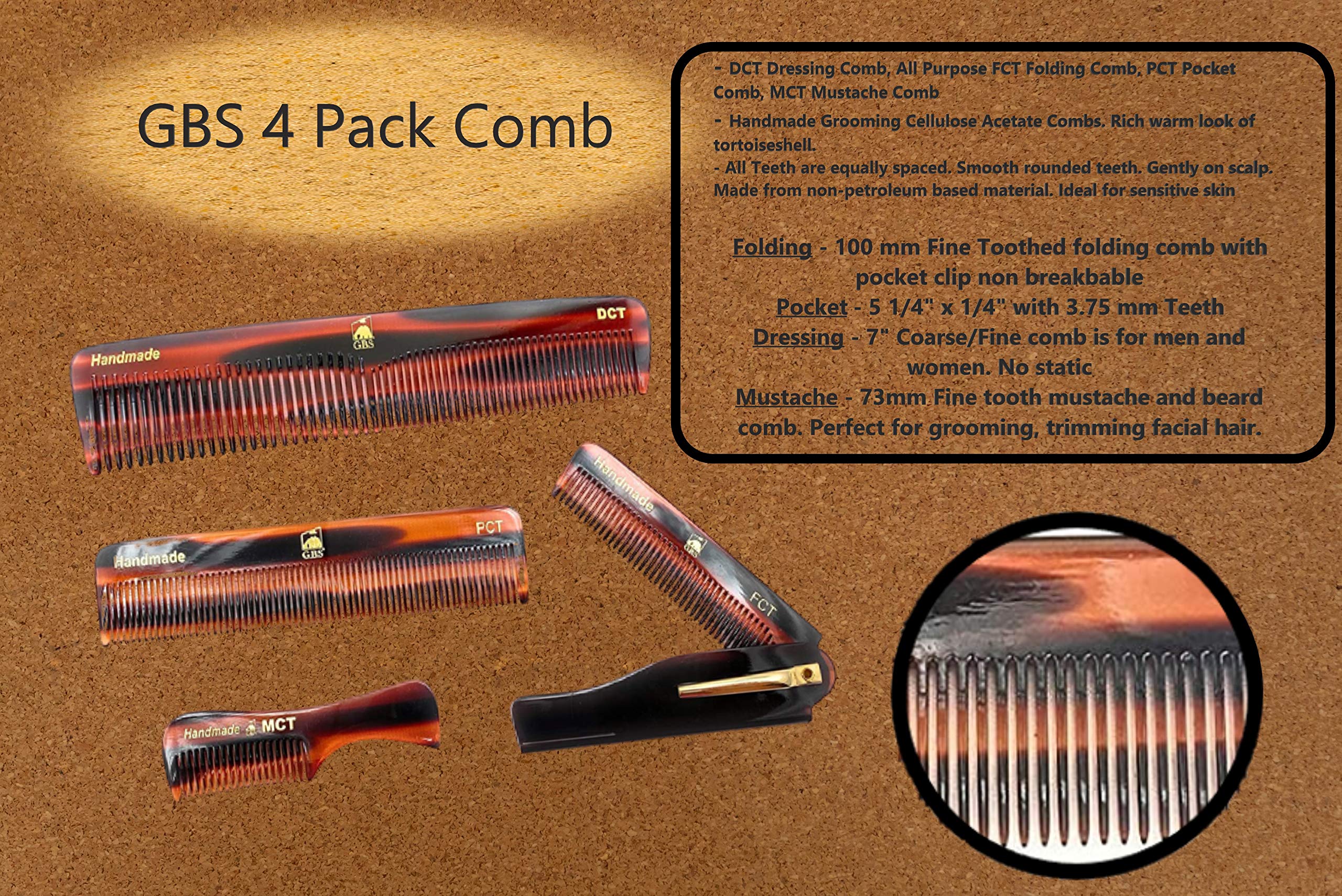 G.B.S mustache comb designed for neat facial hair grooming and control.