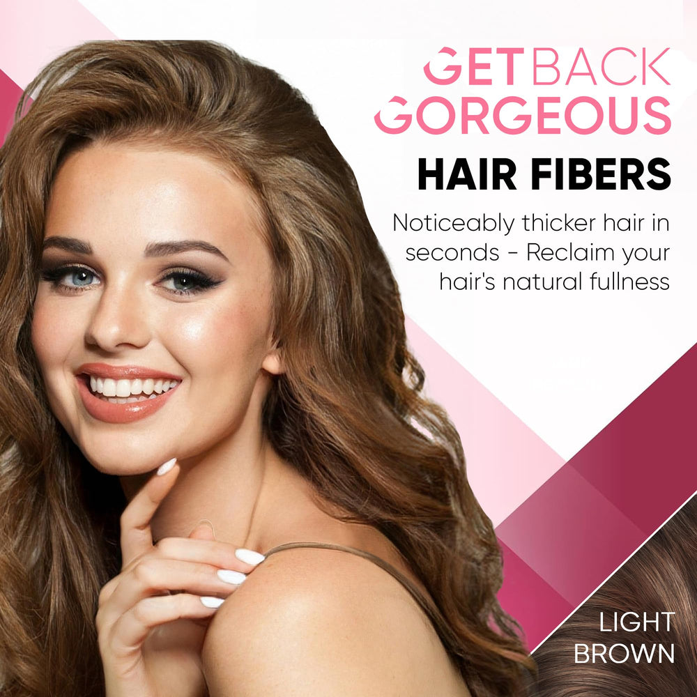 GBG Hair Fibers Tap to dispense near thinning areas for quick application.