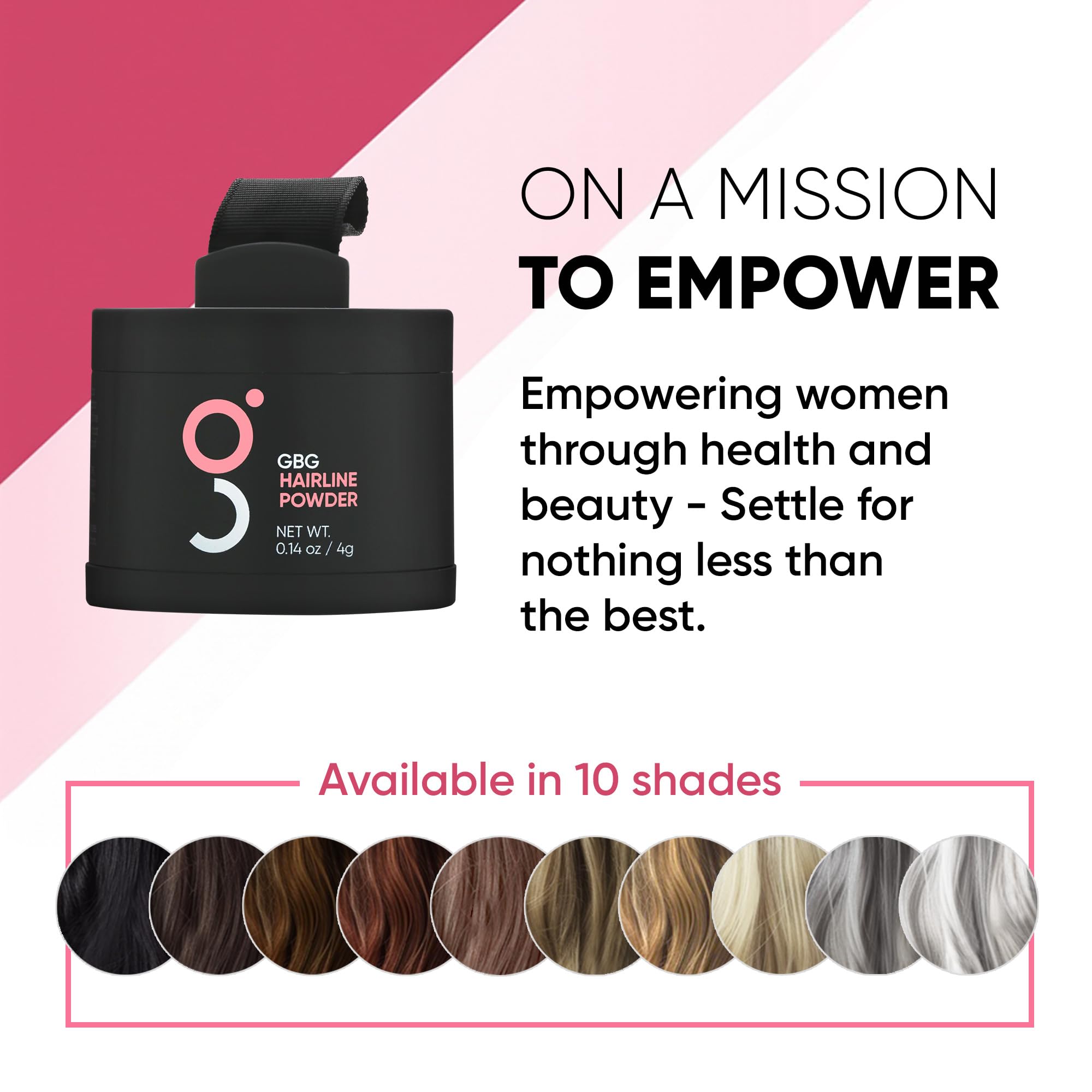 GBG Hairline Powder all-day coverage for thinning hair in women and men.