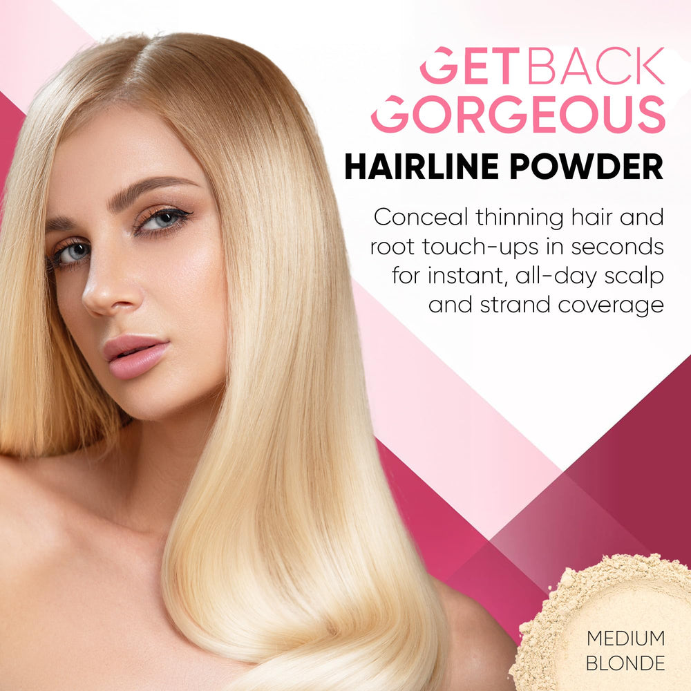 GBG Hairline Powder bottle with applicator shows easy, convenient touch-ups.