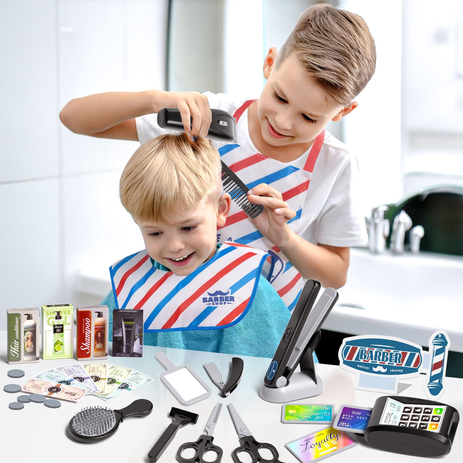 G.C 52Pcs Kids Hair Salon Kit clippers provide realistic vibration during play