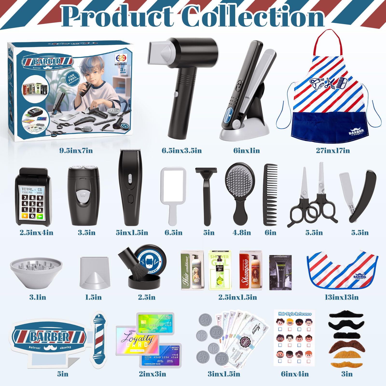 G.C 52Pcs Kids Hair Salon Kit shaving razor and cream for playful grooming