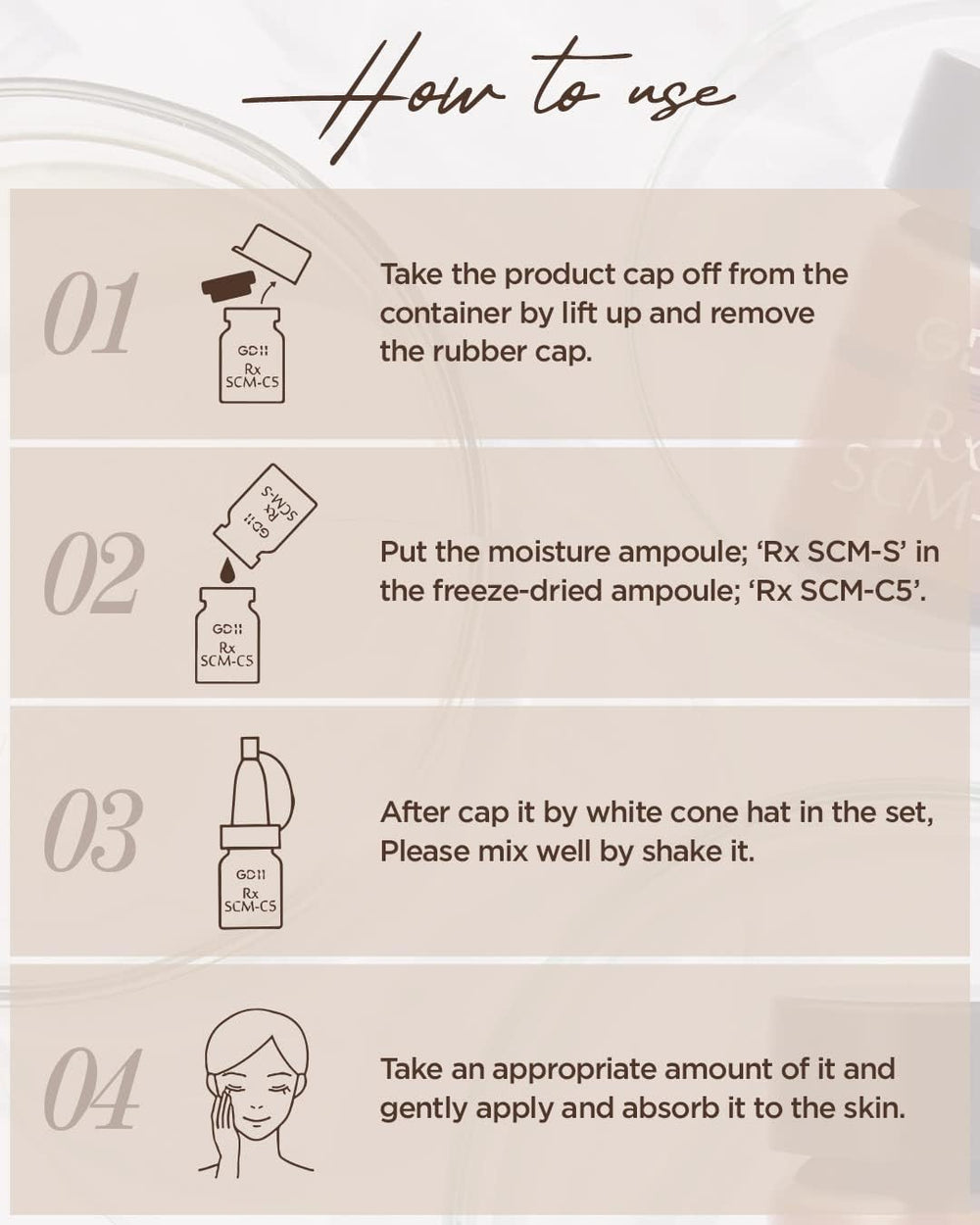 GD11 Rx SCM Program Exosome Facial Serum demonstrates 3-moisture layering for lasting hydration.