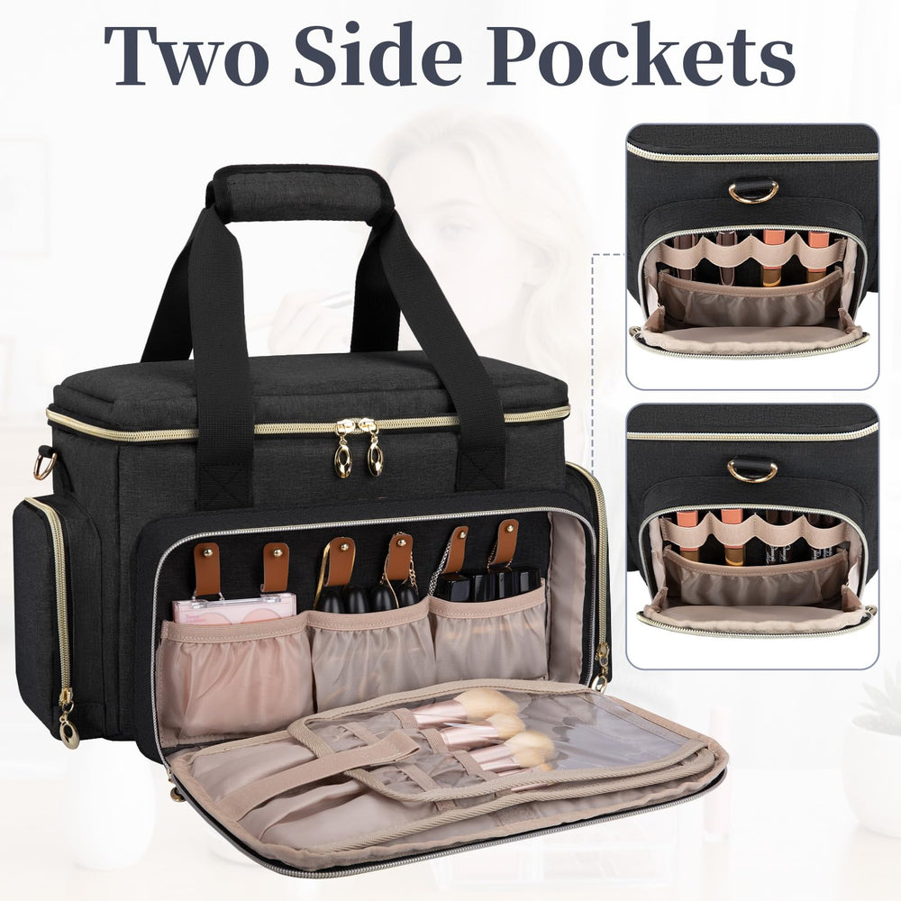 GDNasist large makeup bag durable nylon material resists wear for everyday travel