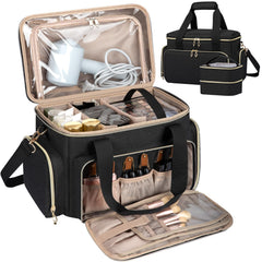 GDNasist large makeup bag side view showing generous capacity for cosmetics on the go