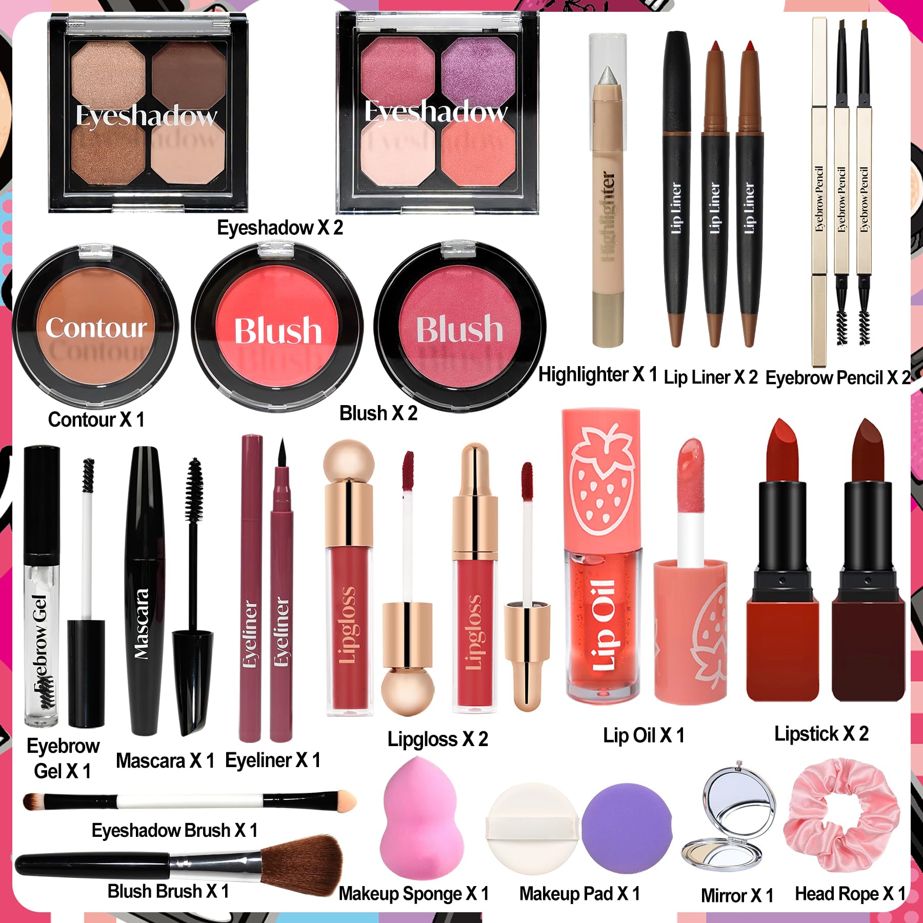 GDWDGJ makeup advent calendar 24-pcs interior reveals varied cosmetics for daily looks.