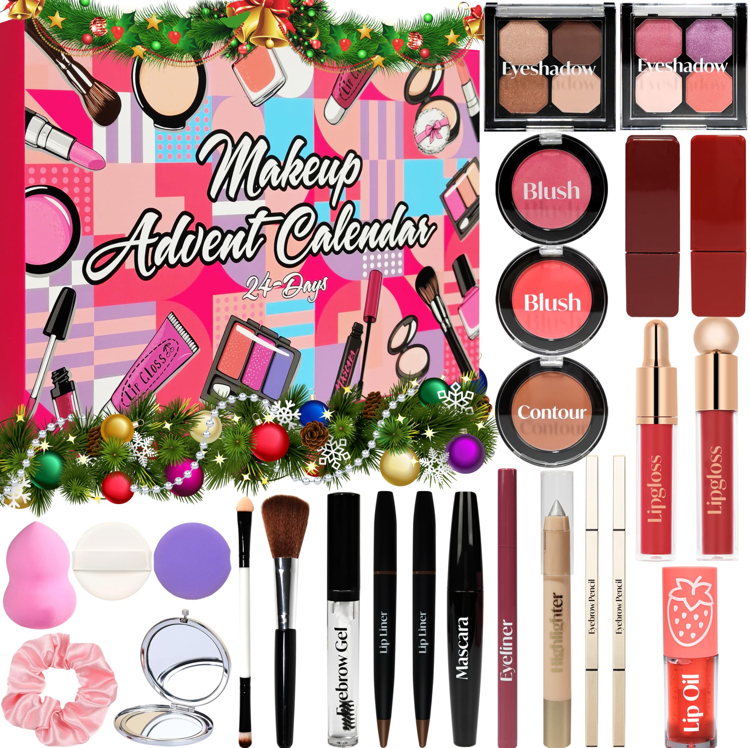 GDWDGJ makeup advent calendar packaging showcases festive, gift-ready presentation.