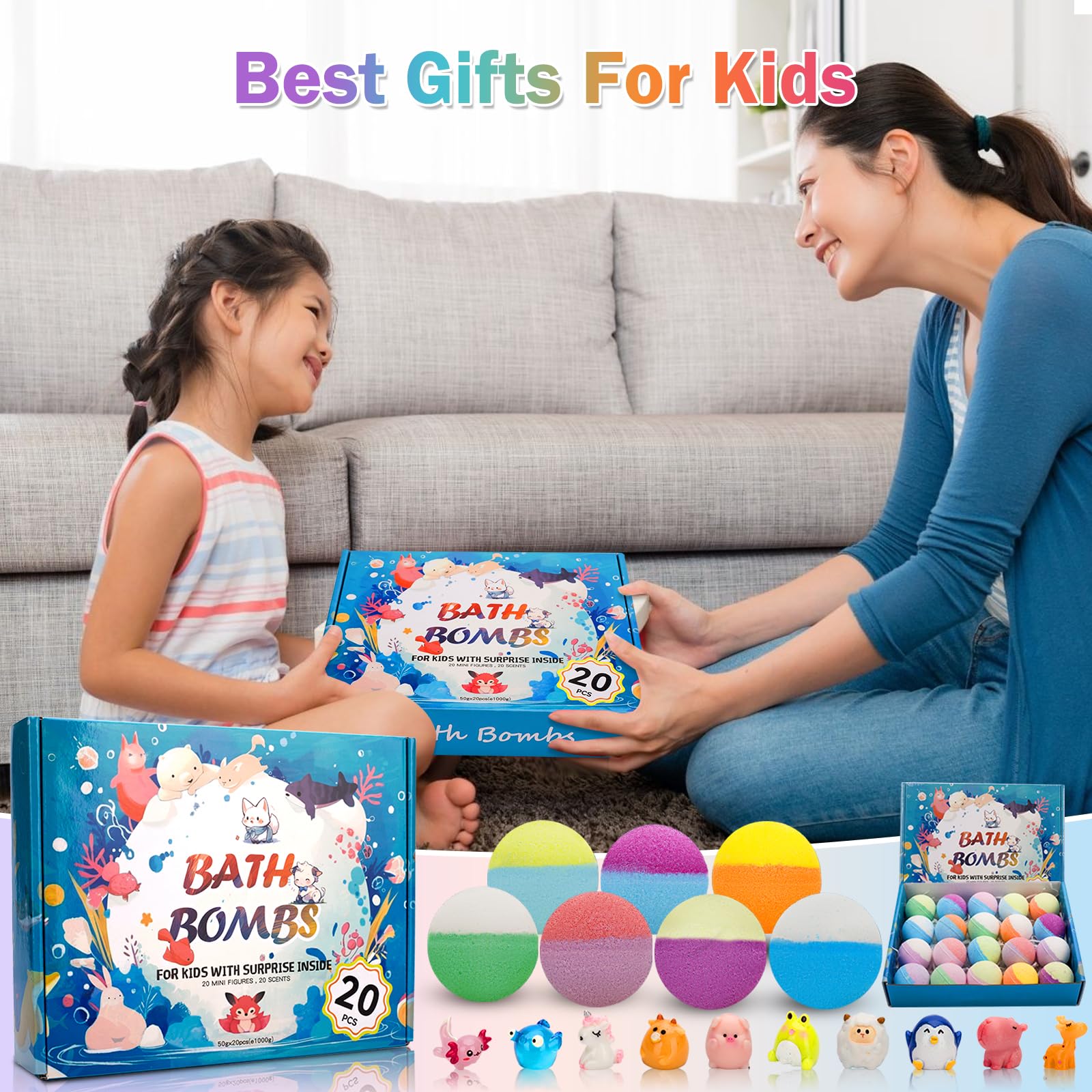 GDXINYES bath bombs include animal surprises like unicorn and dog.