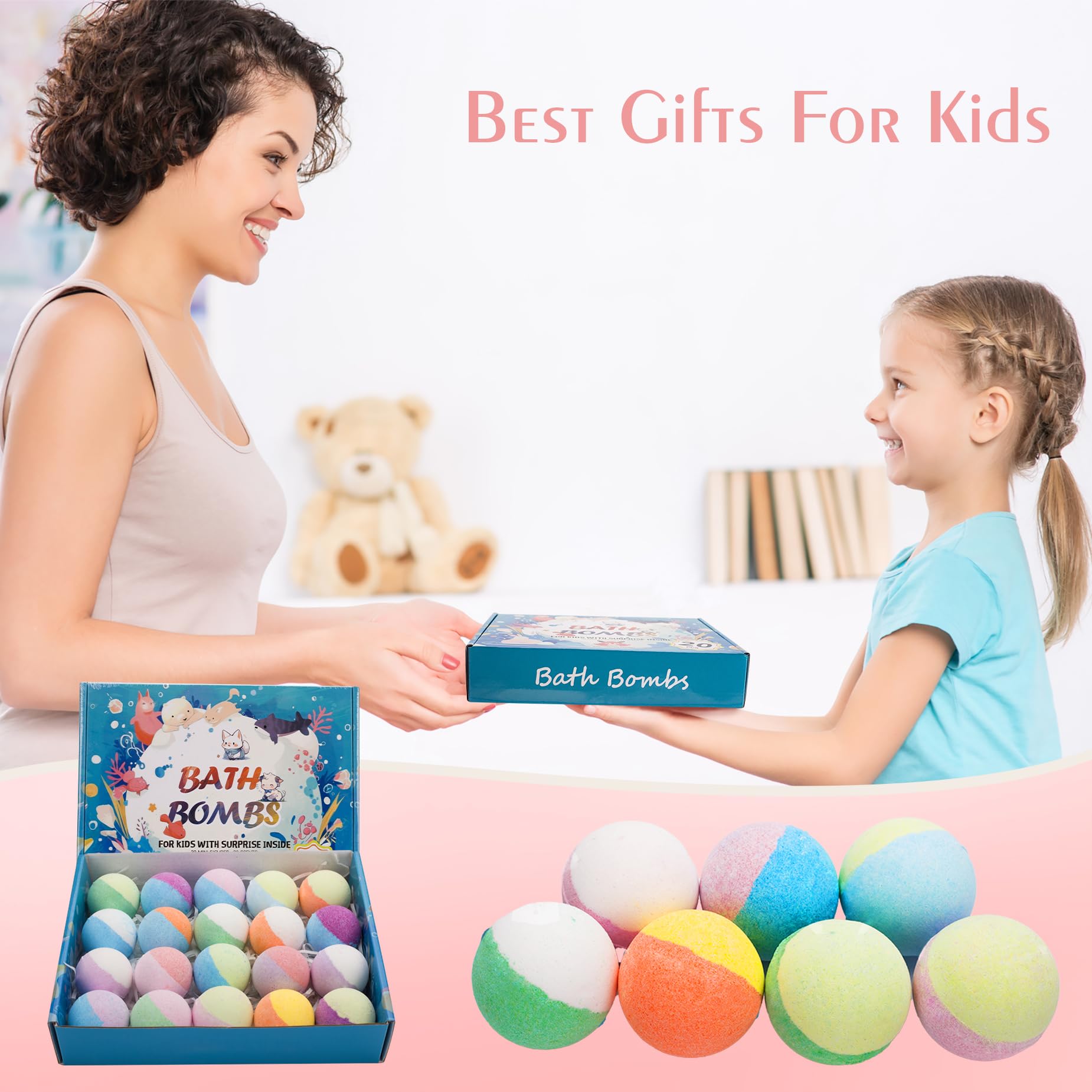 GDXINYES bath bombs offer a variety of scents for kids' baths.