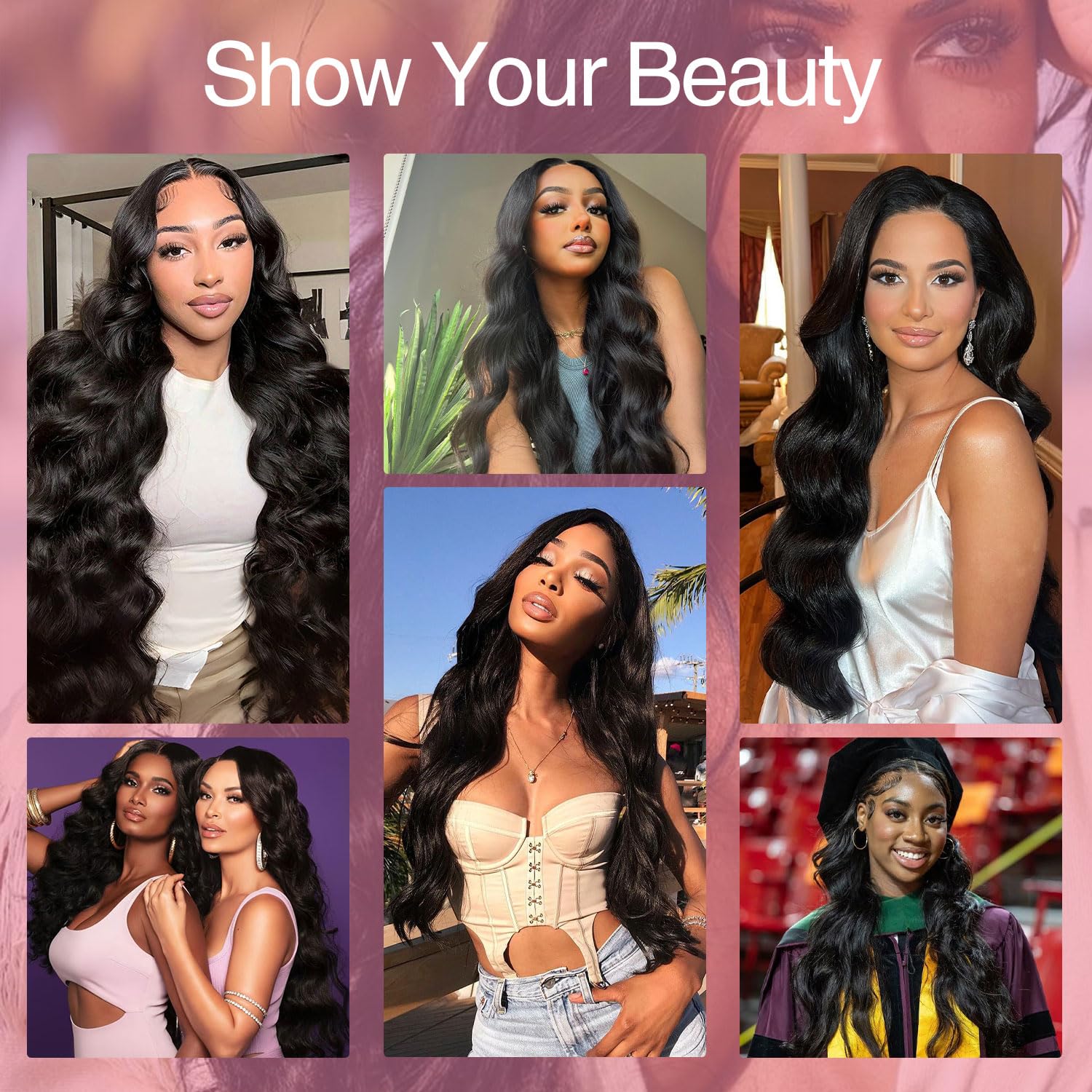 Gearina 30-inch natural black wig for weddings and events.