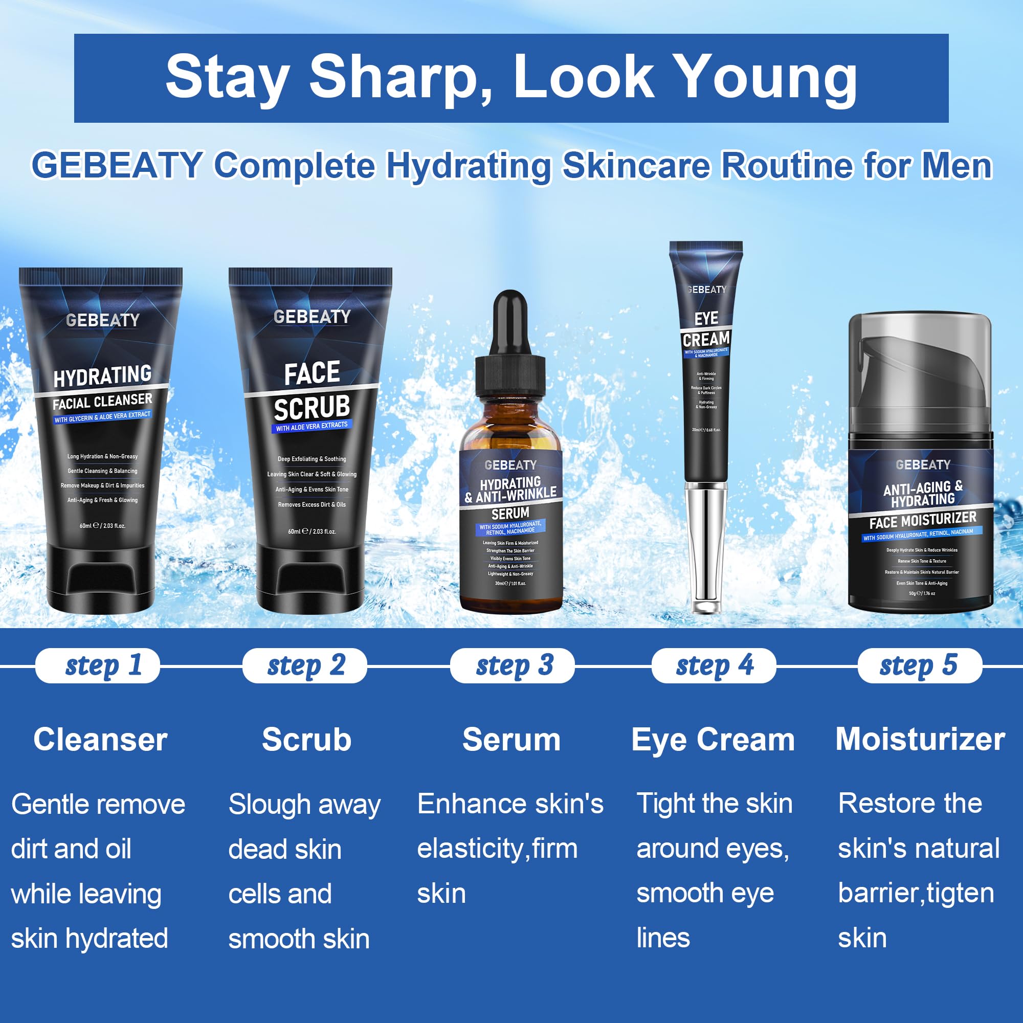 GEBEATY facial serum amber bottle supports elasticity and hydration