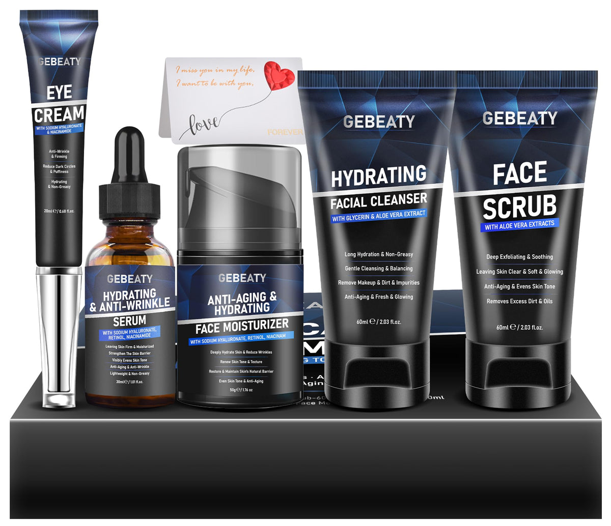 GEBEATY men's skincare kit cover box with elegant gift-ready packaging