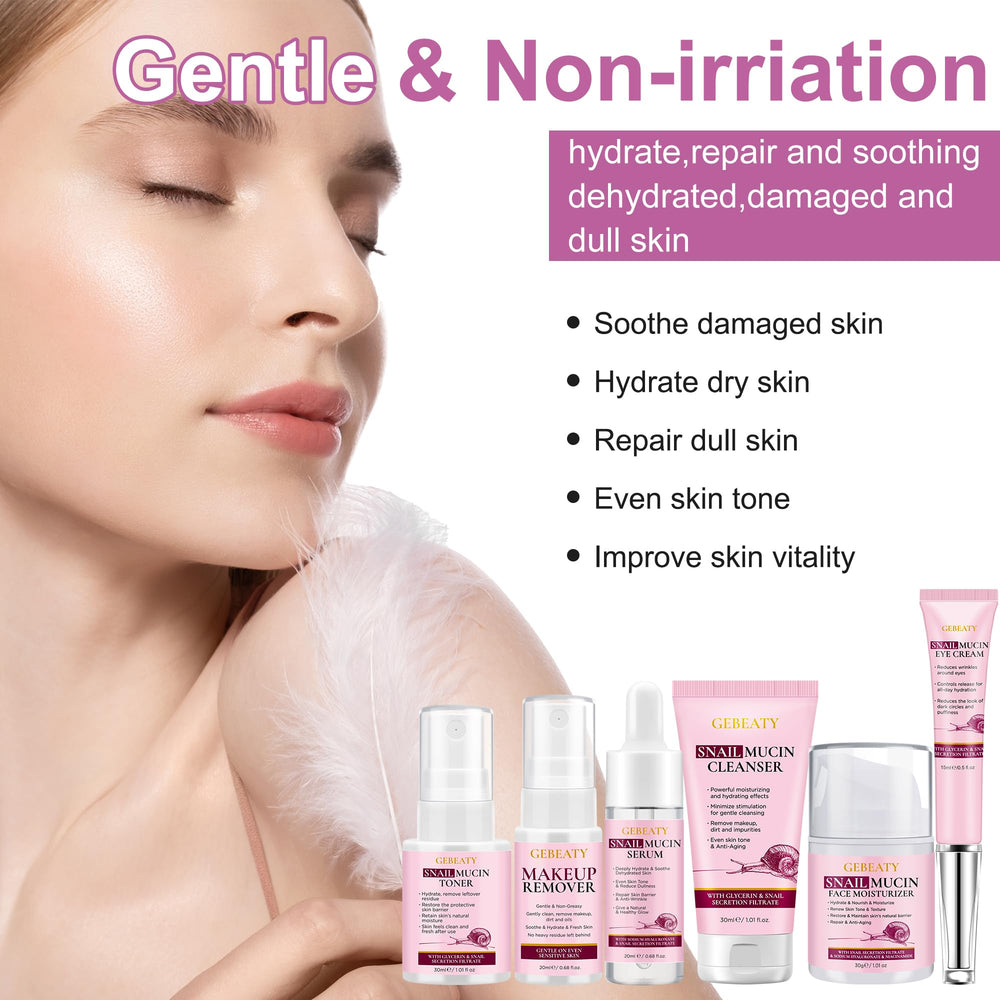 GEBEATY snail mucin cleanser bottle demonstrates deep cleansing with lightweight feel.