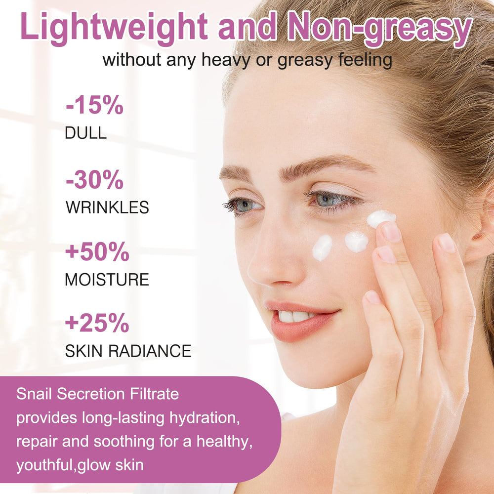 GEBEATY snail mucin moisturizer jar shows non-greasy lasting moisture.