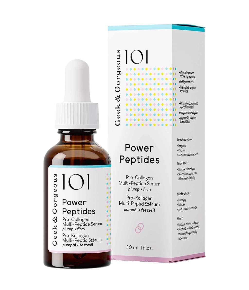Geek & Gorgeous Power Peptides Serum drops ready for layering with other products