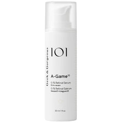 Geek & Gorgeous A-Game retinal serum bottle for smooth, refined skin texture.