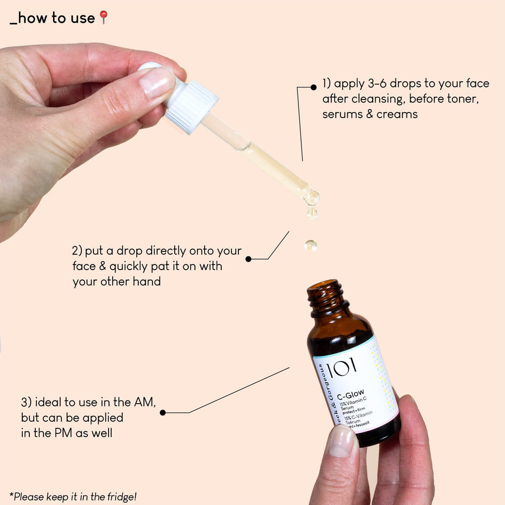Geek & Gorgeous C-Glow ingredient ferulic acid note for antioxidant boost.