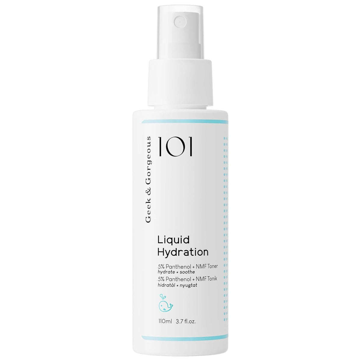 Geek & Gorgeous Liquid Hydration bottle delivers refreshing facial hydration for all skin types.