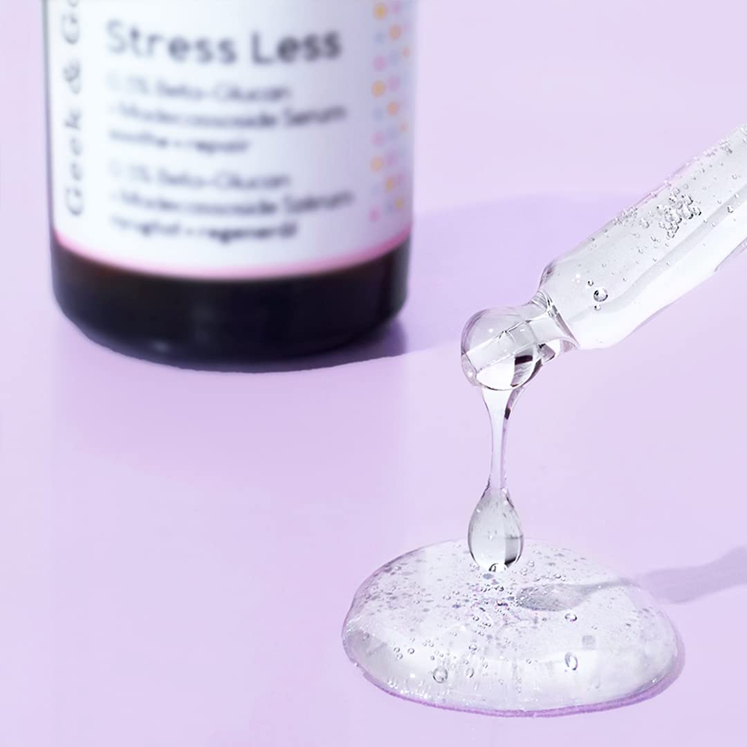 Geek & Gorgeous Stress Less application swab shows gentle, non-irritating use.