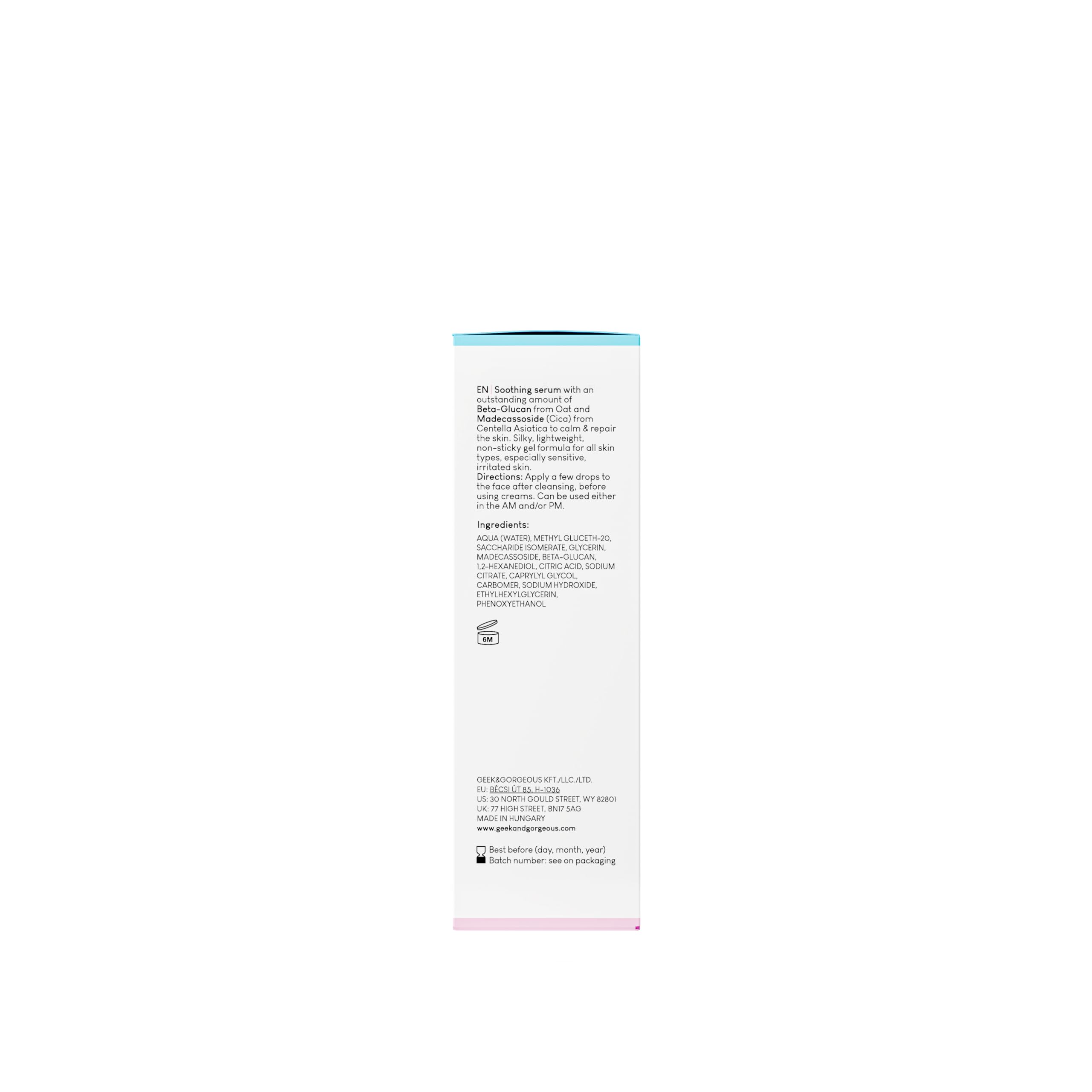 Geek & Gorgeous Stress Less Madecassoside close-up highlights centella calming properties.