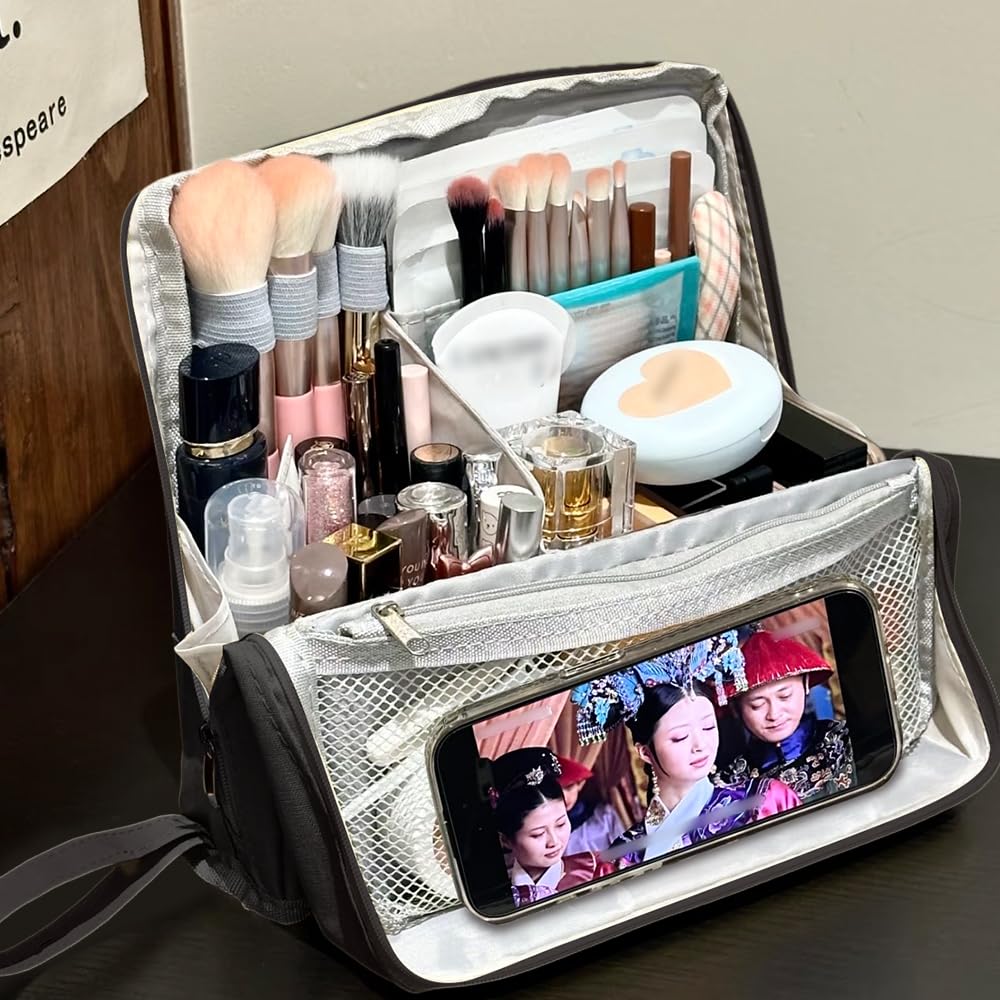 Geelraqaly standing makeup bag large capacity open view for quick access