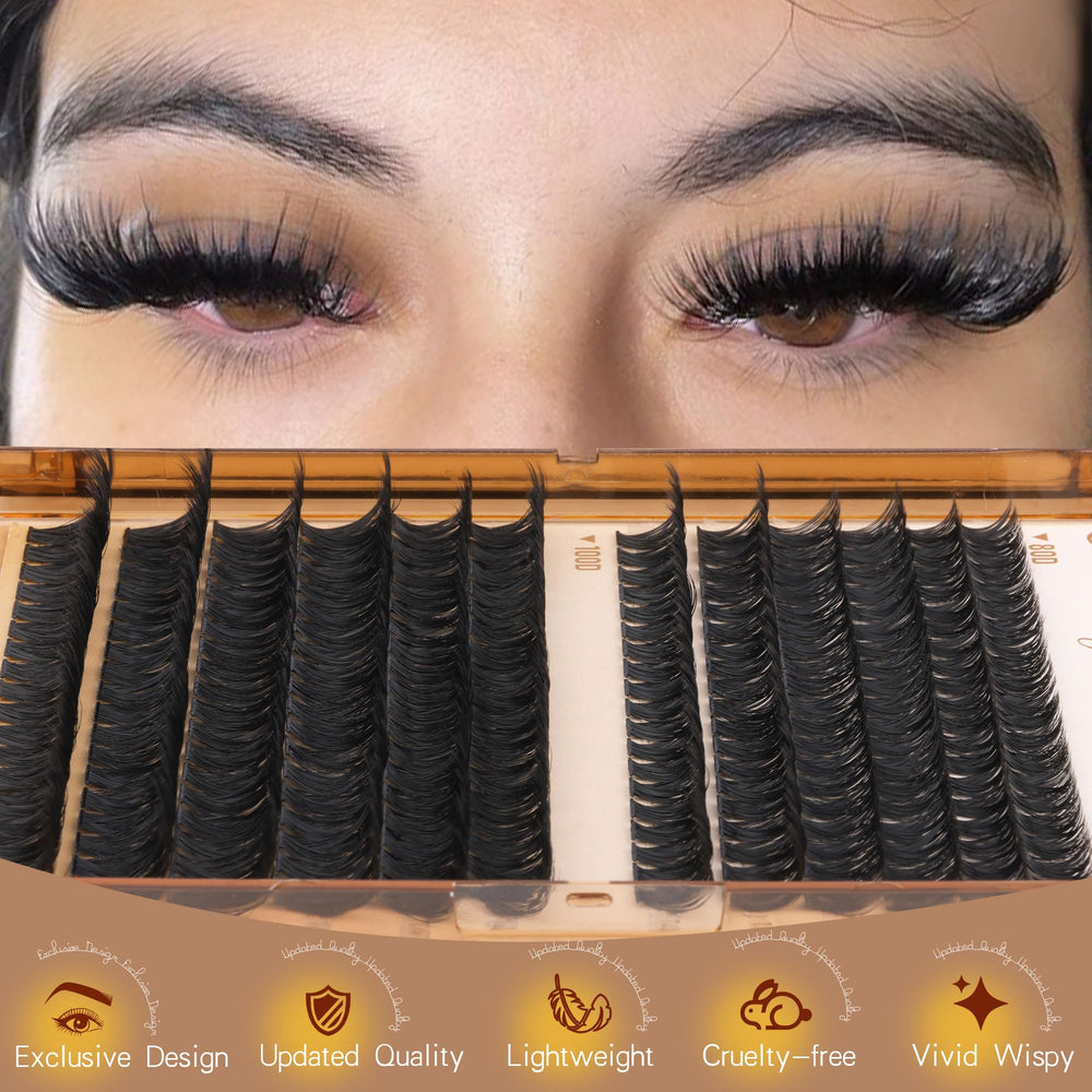 Geeneiya 10-14mm clusters for corners and bottom lashes.
